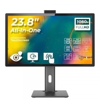 Tout-en-un OptimX Q800, Intel Core i5-10400 2,90 - 4,30 GHz, 16 Go DDR4, 512 Go SSD M.2 NVME, écran tactile IPS Full HD (1920x1080) de 23,8 pouces, webcam + Windows 11 Pro
