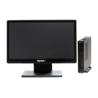 Sistema POS OptimX T100 Mini, Intel Core i5-9500 3,00 GHz, 8 GB DDR4, 256 GB SSD + monitor touchscreen OptimX Pro MY19, 19 pollici