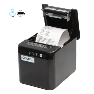 Thermal receipt printer for receipts, vouchers, HoReCa, OptimX Pro HQ821, 80mm, printing speed 200mm/s, USB, LAN