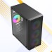 OptimX Prime 3 – Premium Design ATX-Gehäuse, Seitenwand aus gehärtetem Glas und 4 vorinstallierte RGB-Lüfter