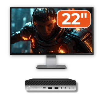 Pachet Calculator Second Hand HP ProDesk 400 G5 Mini PC, Intel Core i5-9500T 2.20 - 3.70GHz, 8GB DDR4, 256GB M.2 SSD + Monitor 22