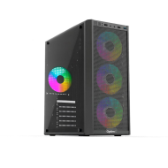 ATX case with 500W OptimX Prime power supply, Adjustable RGB Lighting, Tempered Glass, 4 x 120mm aRBG fans, premium design