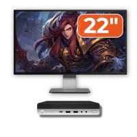 Ordinateur d'occasion HP EliteDesk 800 G5 Mini PC, Intel Core i5-9600 2,20 - 3,70 GHz, 8 Go de mémoire DDR4, SSD de 256 Go + écran 22 pouces