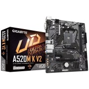 Gigabyte A520M K V2 Motherboard, Socket AM4, Micro ATX 23.3 x 19.8cm, for AMD Gen 3, 4, and 5 processors