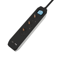 Spacer PP-3-18B-TC-USB USB przedłużacz Schuko x 3, Type-C x1, USB 3.1A x 1, 1.8m kabel, 16A, maks. 3500W, ochrona dzieci, przełącznik,