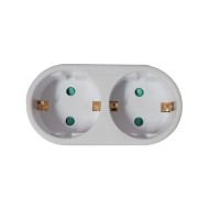 Double-plug Spacer SPMS-2-WH, 2 Schuko sockets, 1 Schuko plug, 16A, max 3500W, child protection, white