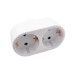 Double-plug Spacer SPMS-2-WH, 2 Schuko sockets, 1 Schuko plug, 16A, max 3500W, child protection, white