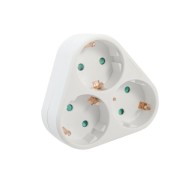 Enchufe triple SPMS-3-WH, 3 tomas Schuko, 1 enchufe Schuko, 16 A, máx. 3500 W, protección infantil, blanco