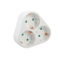 Potrójna wtyczka Spacer SPMS-3-WH, 3 gniazdka Schuko, 1 x wtyczka Schuko, 16A, maksymalnie 3500W, ochrona dzieci, biała