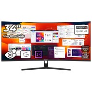 Office Pro Monitor LED Curved 34 inch OptimX MT34J-1, Ultra Wide Quad HD 3440 x 1440 2K, 100Hz, 2x HDMI, 2x DisplayPort, Slim, No Frame
