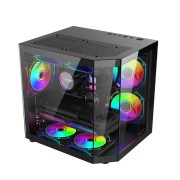 Νέα θήκη PC Pro Gaming Alma Black, Cube Tower, M-ATX, χωρίς τροφοδοτικό, 3x ARGB FAN