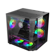 Novo PC Pro Gaming Alma crno kućište, Cube Tower, M-ATX, bez napajanja, 3x ARGB ventilator