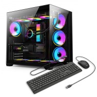 OptimX ELITE Specter Gaming PC Desktop System z procesorem Intel® Core™ i7 9700F, 16 GB pamięci DDR4, dyskiem SSD 480 GB, kartą graficzną Nvidia RTX 3050 6 GB GDDR6, zestawem klawiatury i myszy OptimX w prezencie
