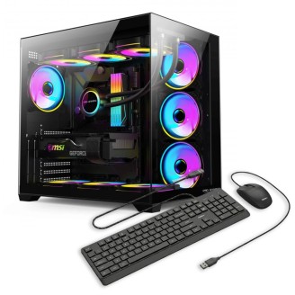 OptimX ELITE Specter Gaming PC Desktop-System mit Intel® Core™ i7 9700F Prozessor, 16GB DDR4, 480GB SSD, Nvidia RTX 3050 6GB GDDR6, OptimX Tastatur und Maus Geschenk