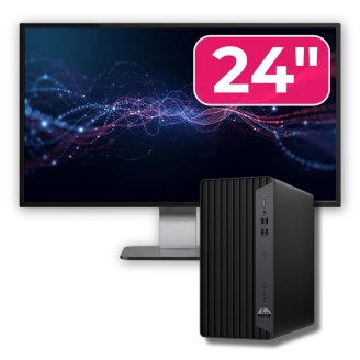 Pachet PC Second Hand HP ProDesk 600 G6 MT, Intel Core i5-10400 2.90-4.30GHz, 8GB DDR4, 256GB SSD + Monitor 24