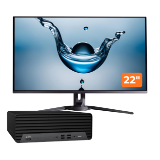 Pachet PC Second Hand HP ProDesk 400 G7 SFF, Intel Core i5-10500 3.10 - 4.50GHz, 8GB DDR4, 256GB NVMe SSD + Monitor 22